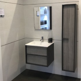 24″ Black Modern Bathroom Vanity With Mirror
